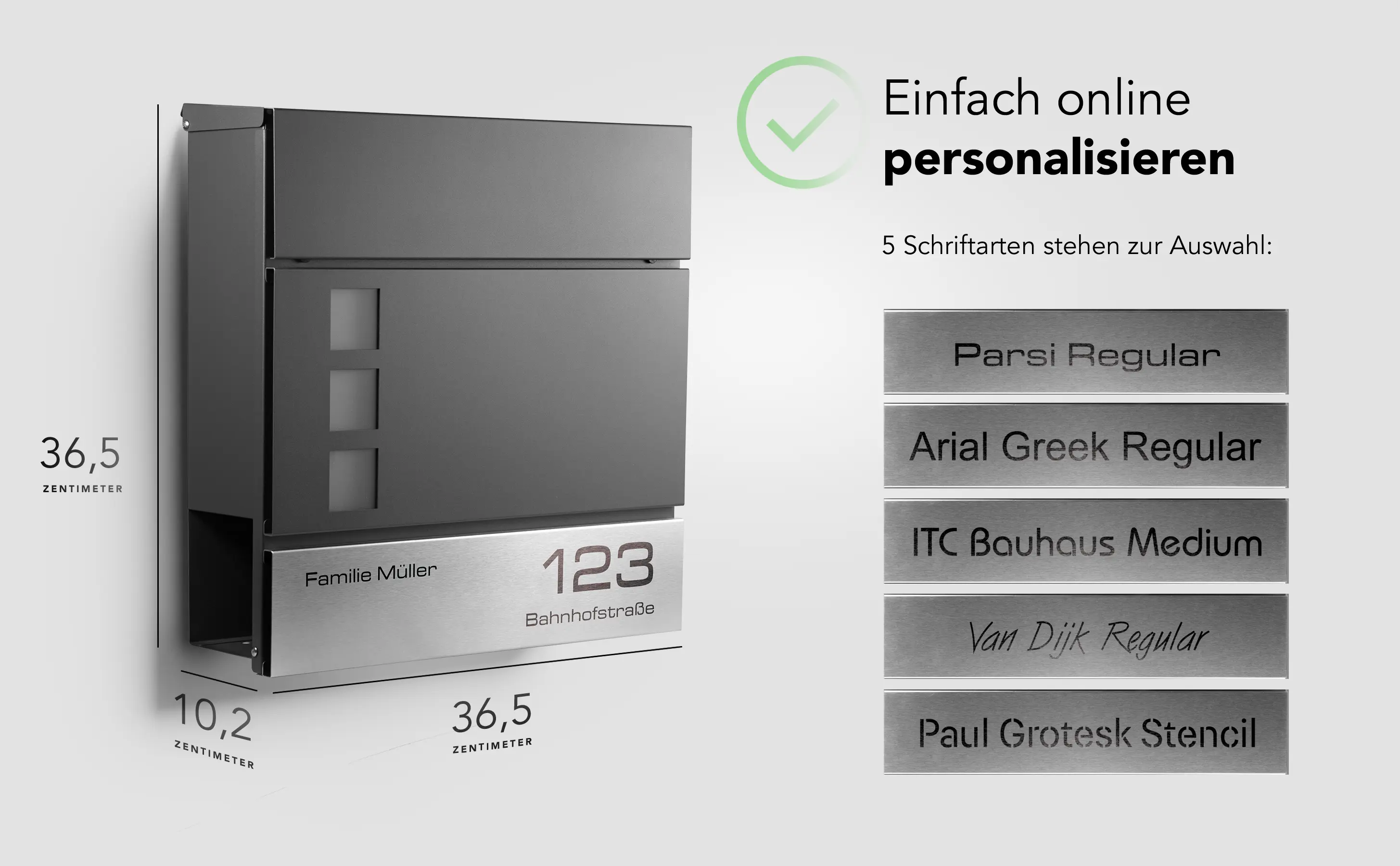 Edelstahl Briefkasten mit Gravur