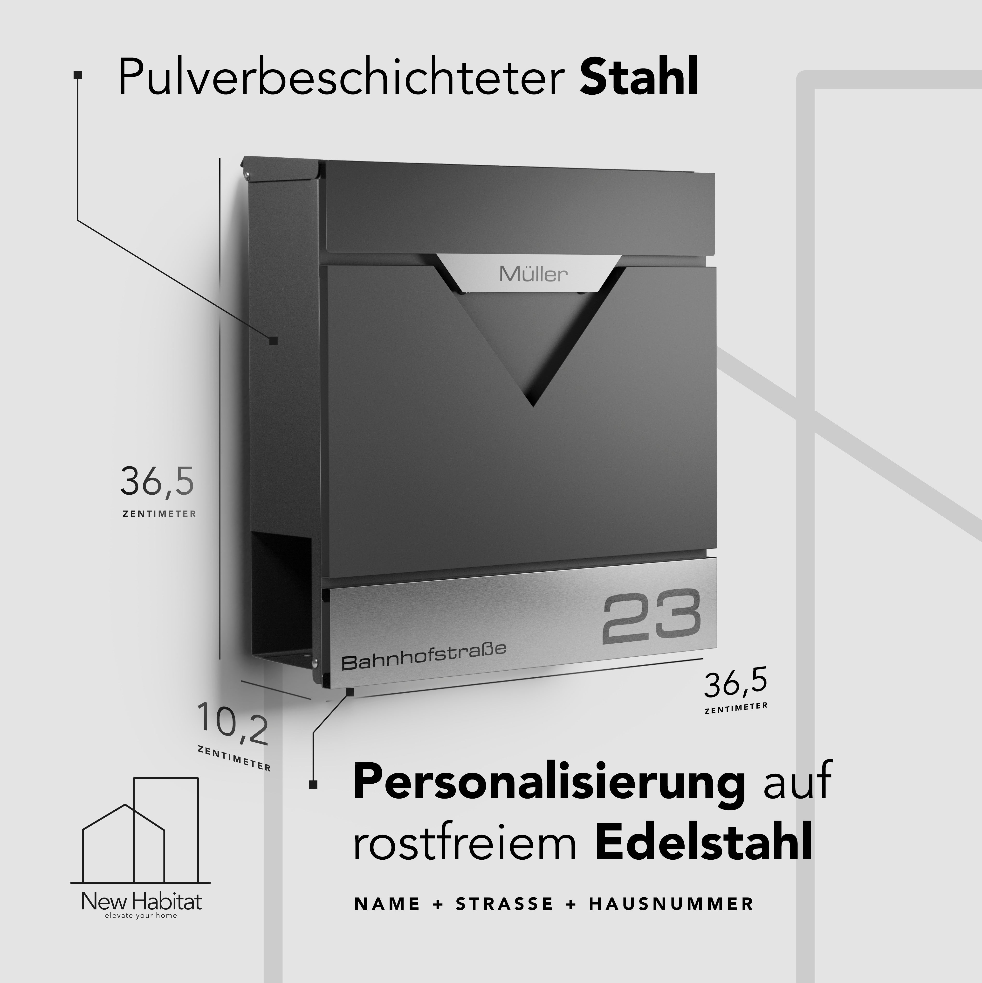 Briefkasten Venedig mit Gravur — italienisch-elegant aus Edelstahl