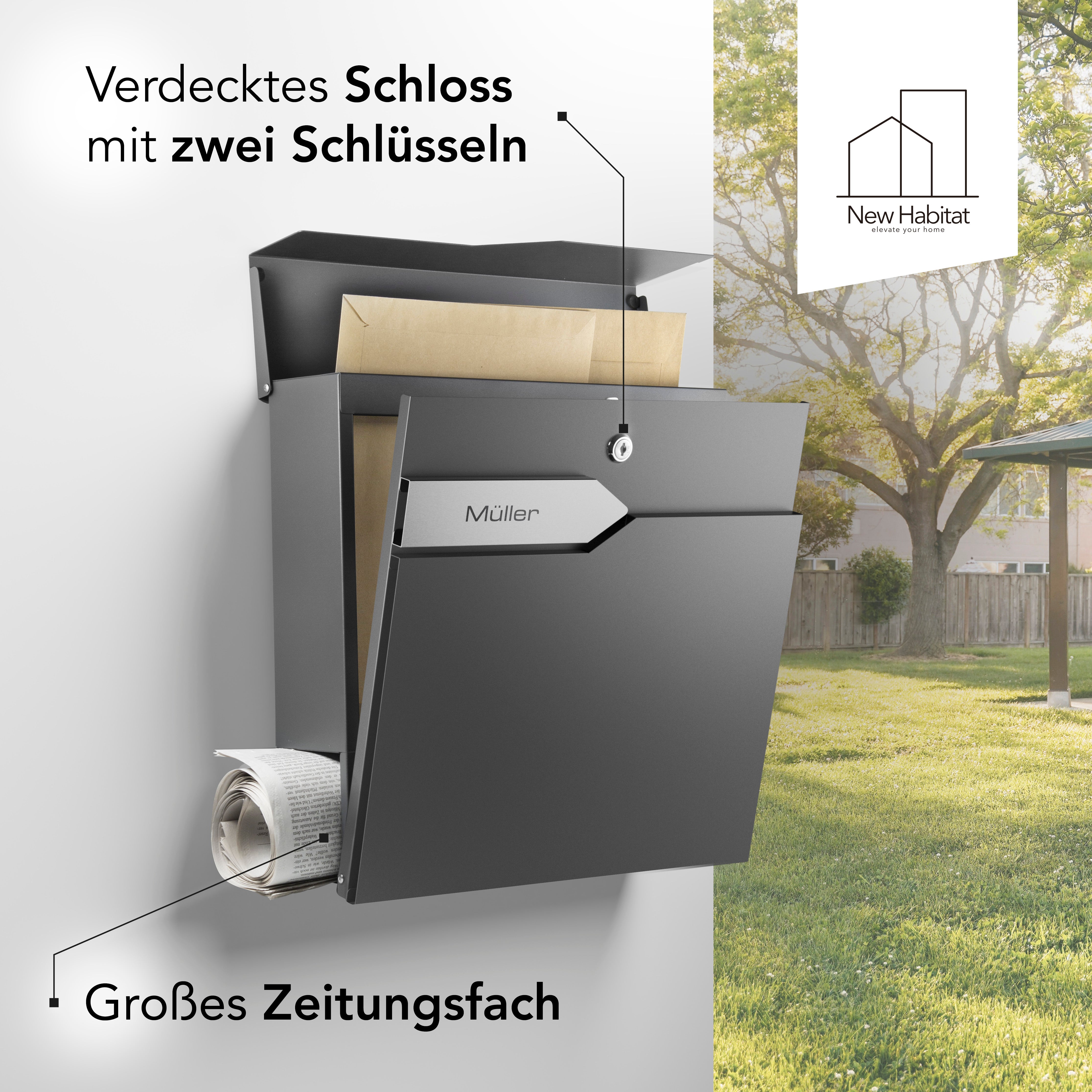 Briefkasten Munich mit Gravur — robust & zeitlos aus Edelstahl