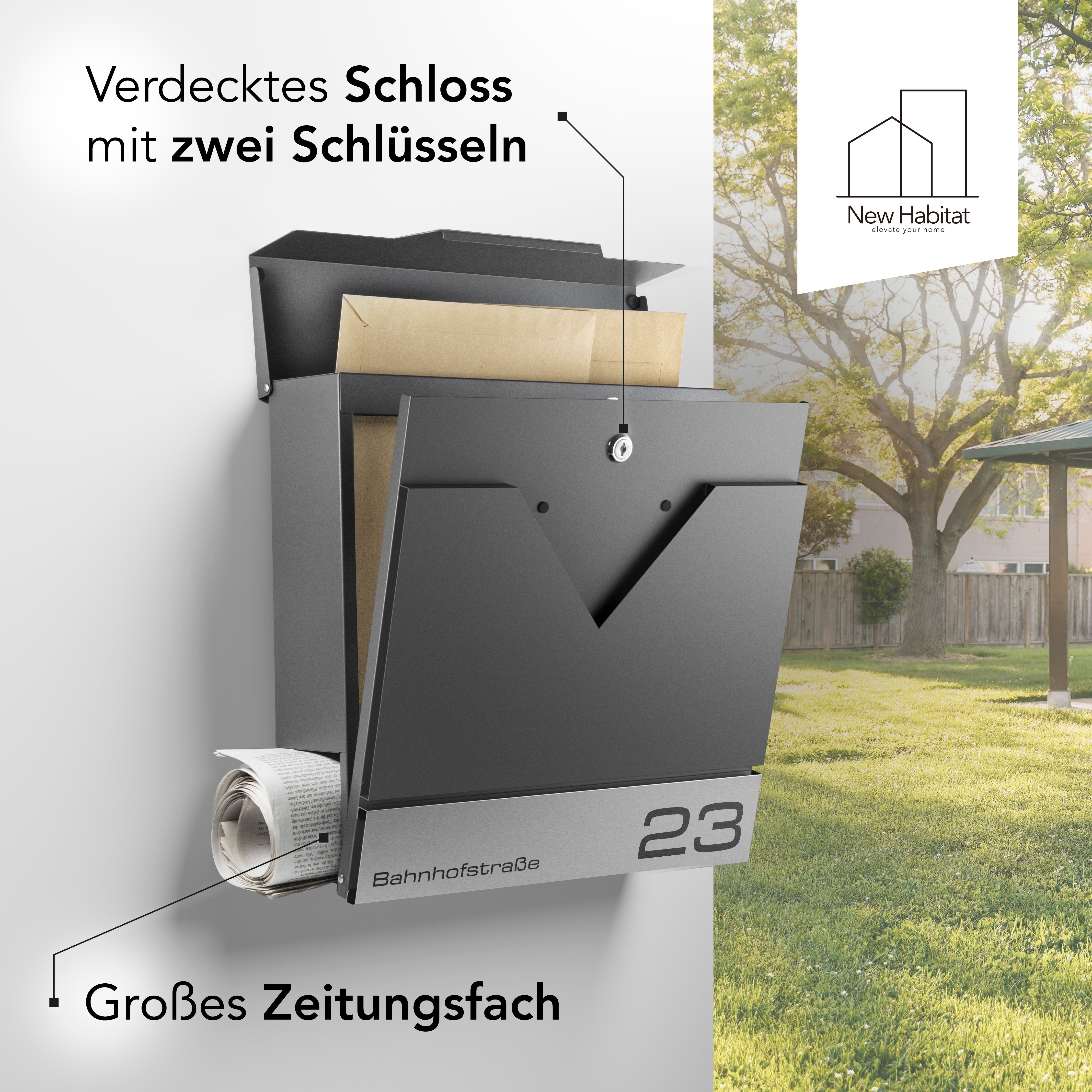 Briefkasten Venedig mit Gravur — italienisch-elegant aus Edelstahl
