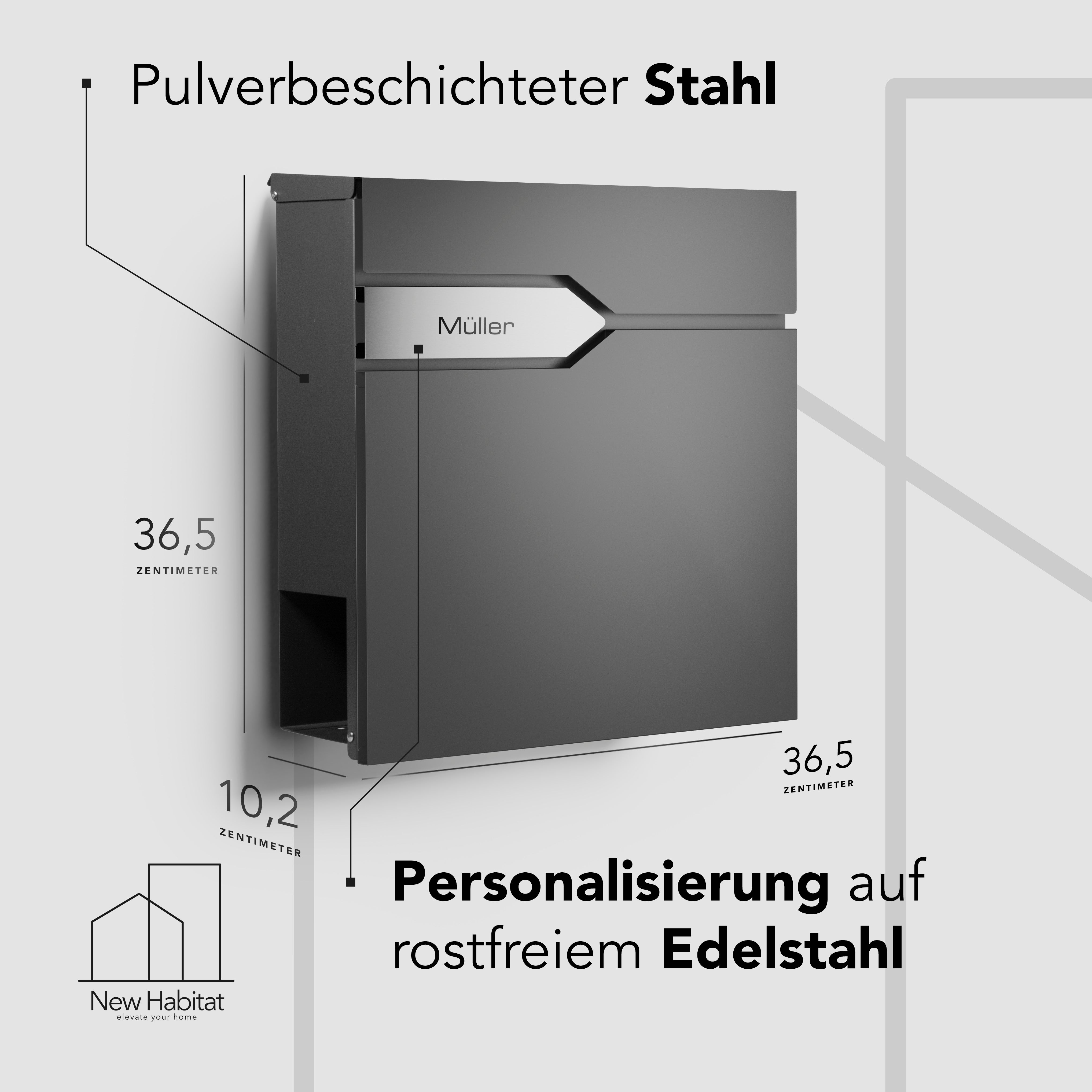 Briefkasten Munich mit Gravur — robust & zeitlos aus Edelstahl